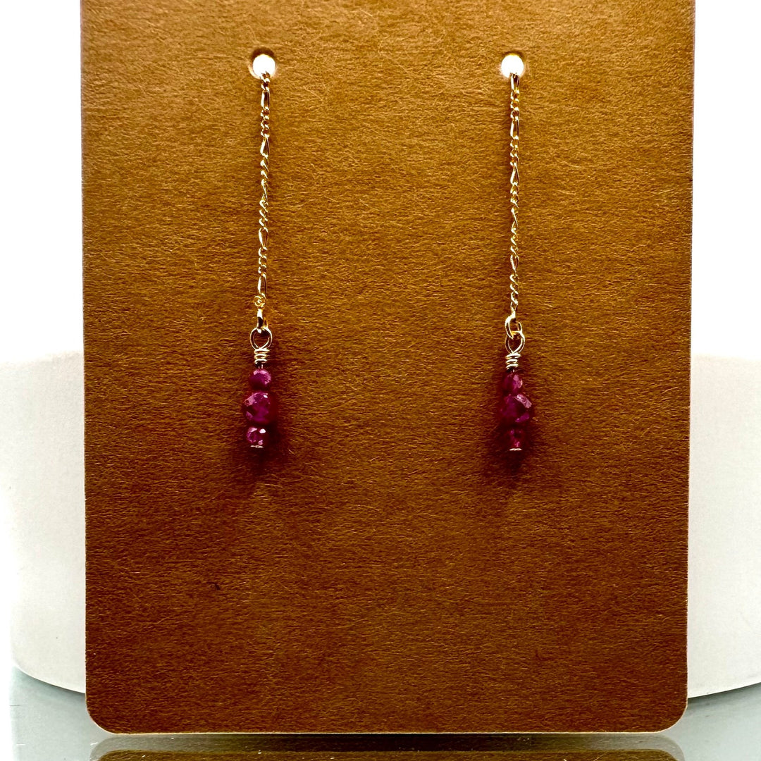 Ruby Gemstone Threader Earrings The forEVER Jewelry