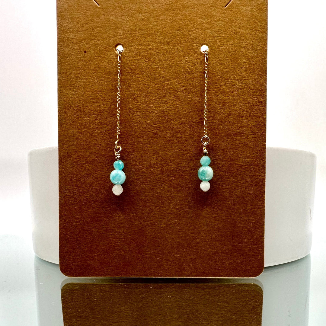 Amazonite 2 Gemstone Threader Earrings The forEVER Jewelry