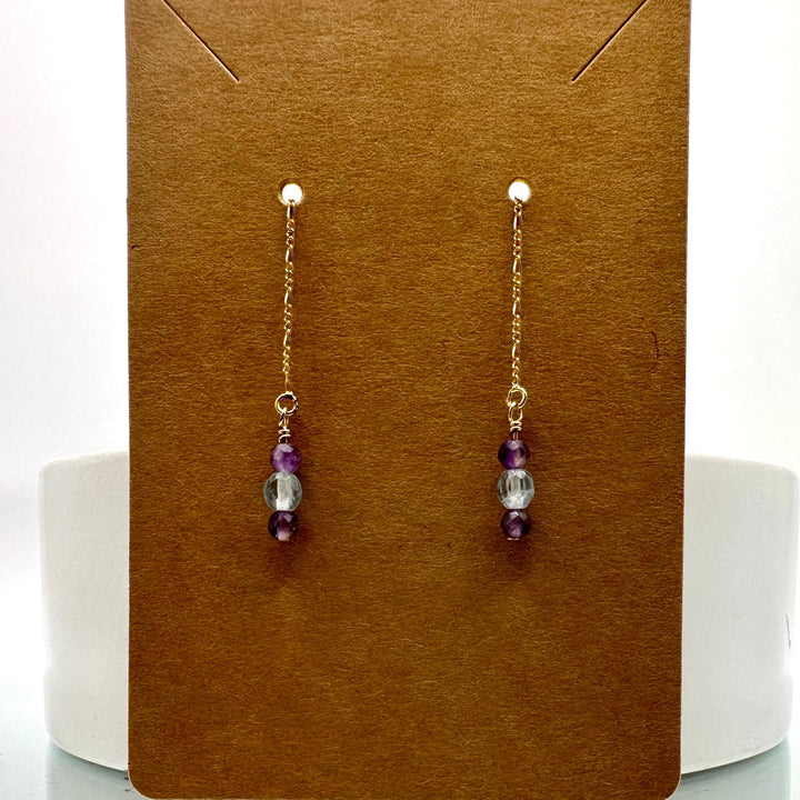 Amethyst & Flourite Gemstone Threader Earrings The forEVER Jewelry